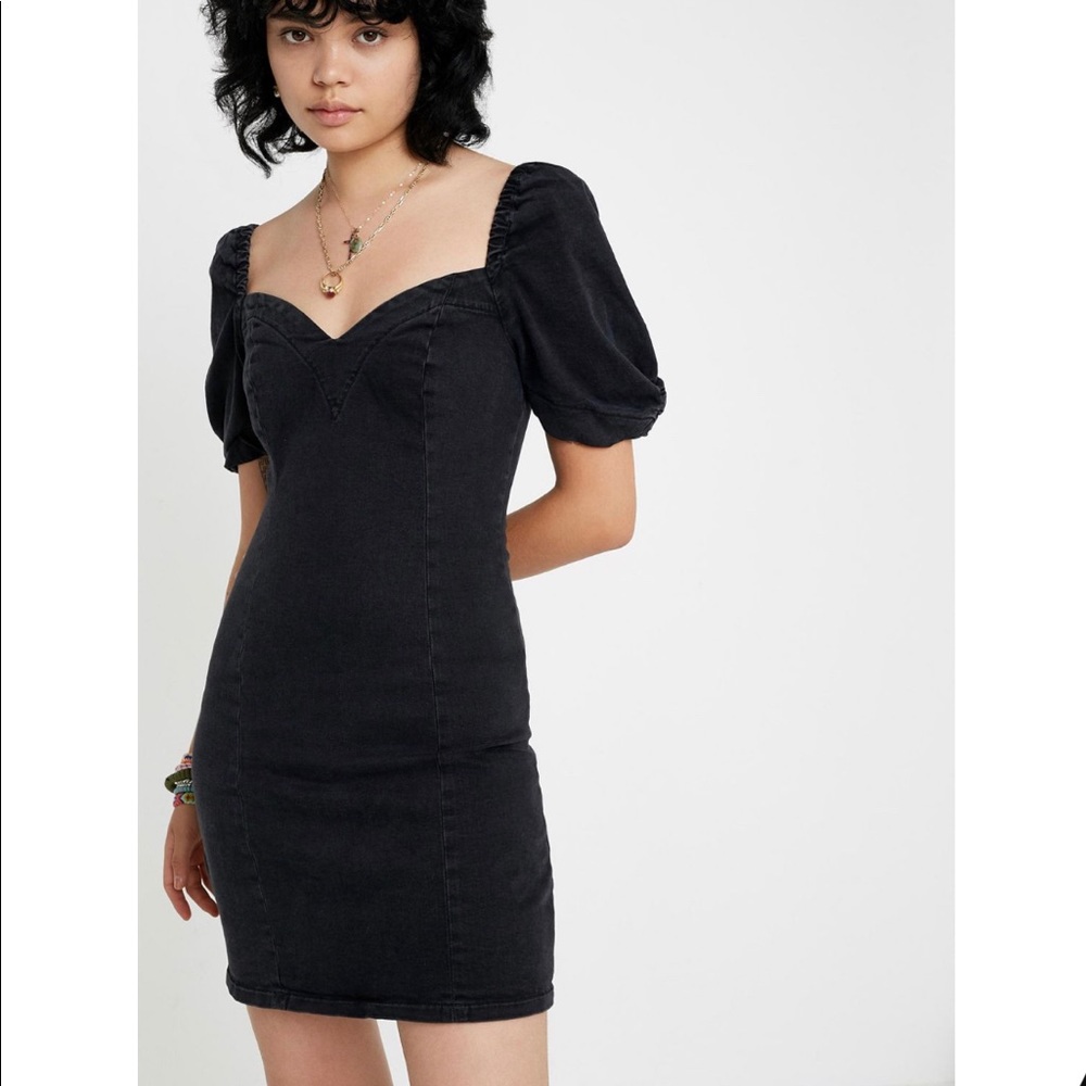UO Chelsea puff sleeve denim mini dress